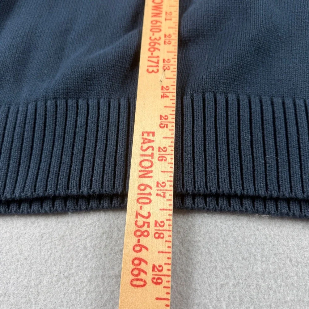Eddie Bauer Mens XL Navy Blue Grey Stripe 1/4 Zip Cotton Knit Sweater 14303121